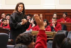 Chief Justice Cantil-Sakauye answers questions from students