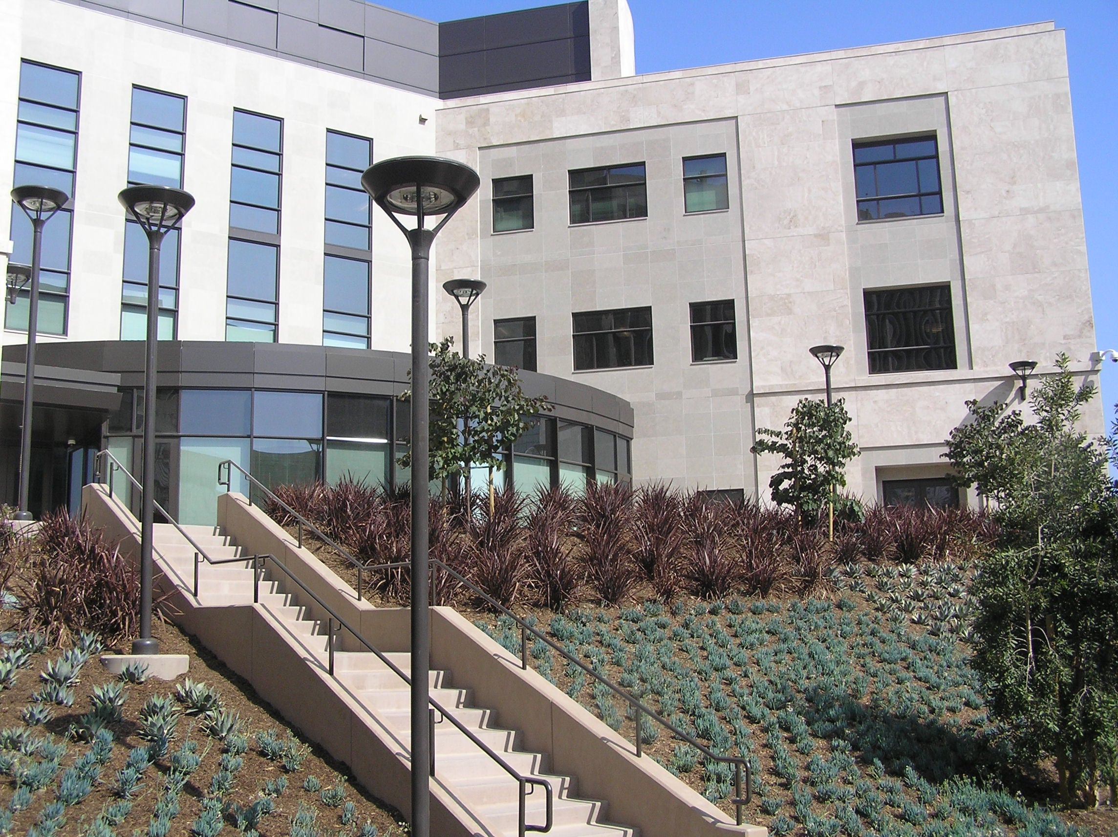 Exterior view of courthouse building showing the main entrance.
