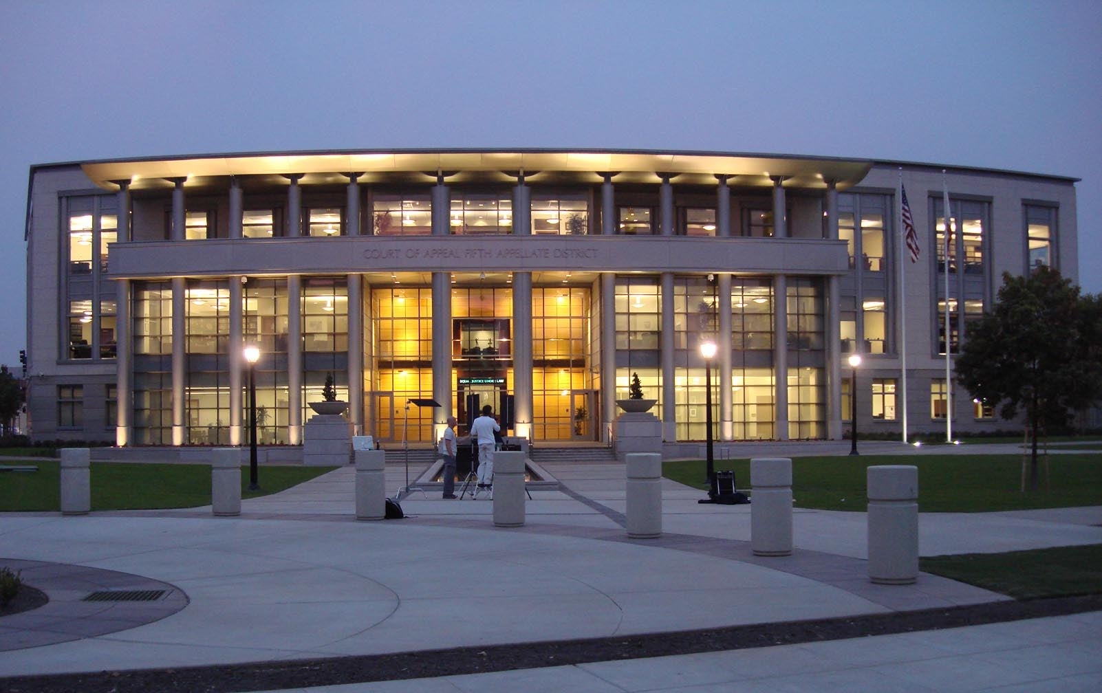 Exterior view of courthouse building showing the main entrance.