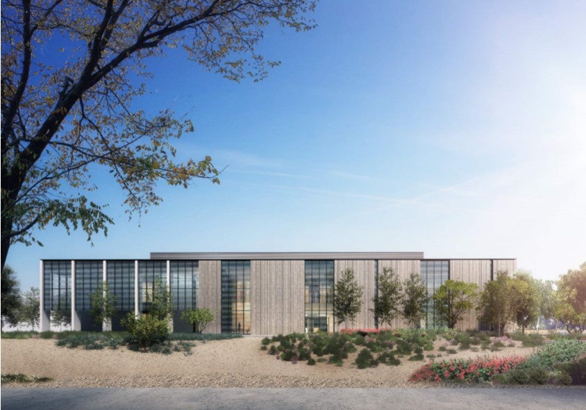 Exterior view of courthouse building showing the main entrance.