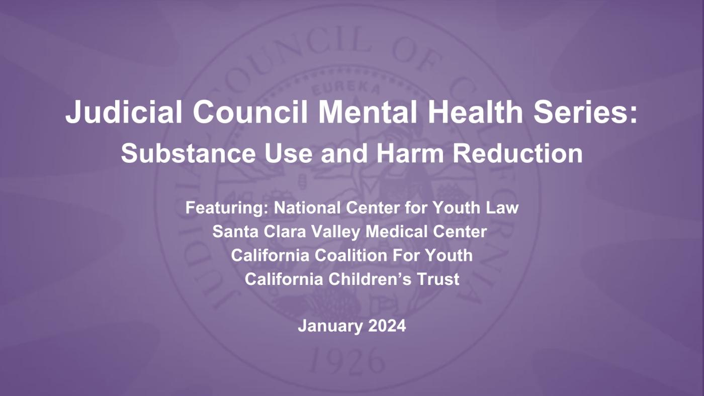 Youth Mental Health: Substance Use and Harm Reduction Webinar