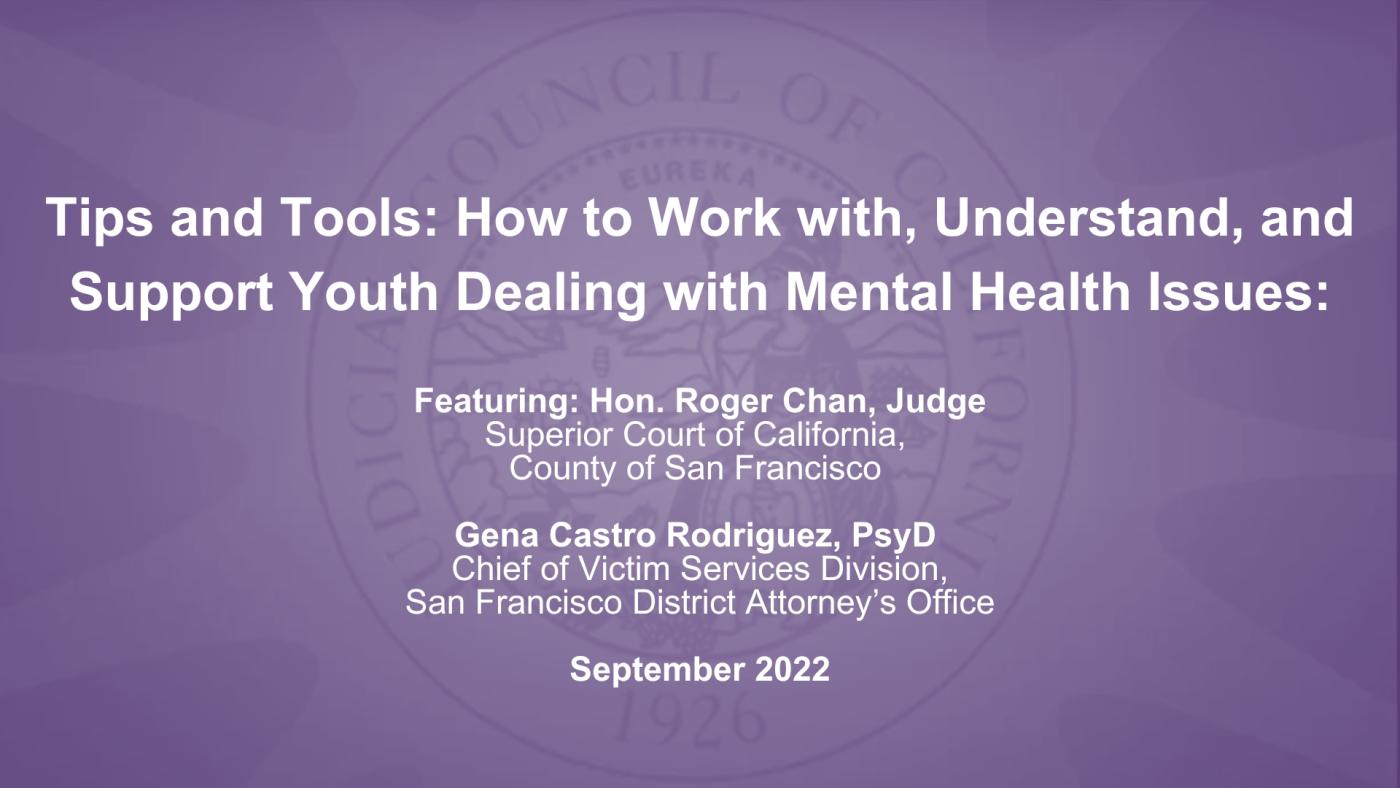 Tips and Tools: How to Work with, Understand, Support Youth Dealing with Mental Health Issues