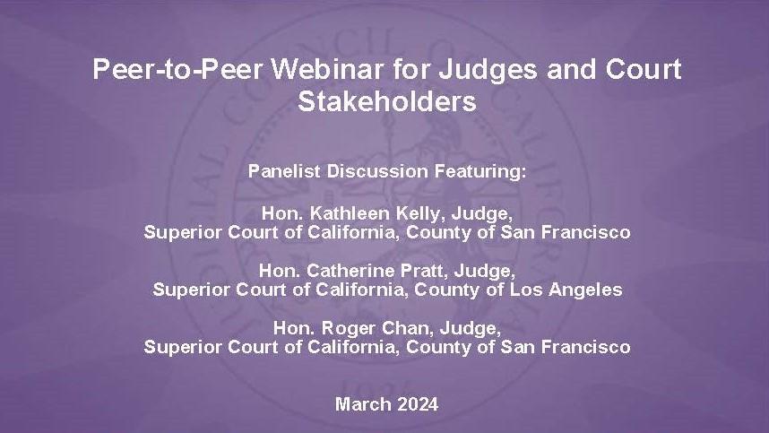 Peer-to-Peer Webinar for Judges and Court Stakeholders