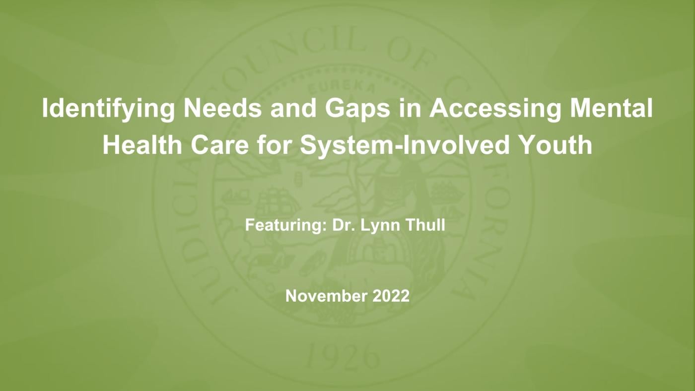 Identifying Needs and Gaps in Accessing Mental Health Care for System-Involved Youth