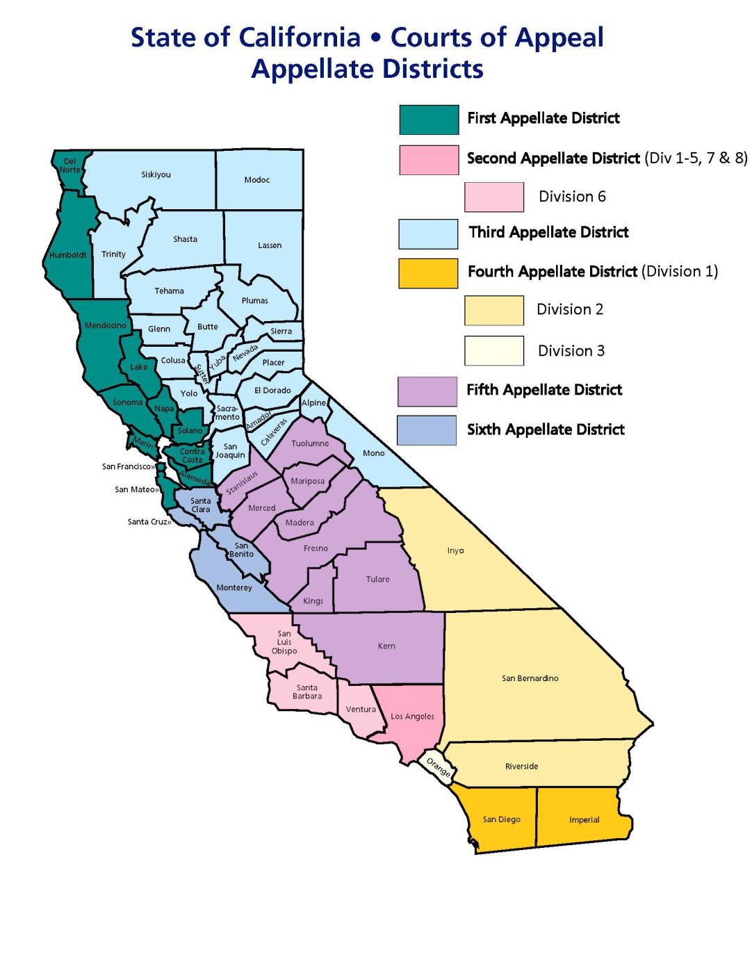 State of California, Courts of Appeal Appellate Districts