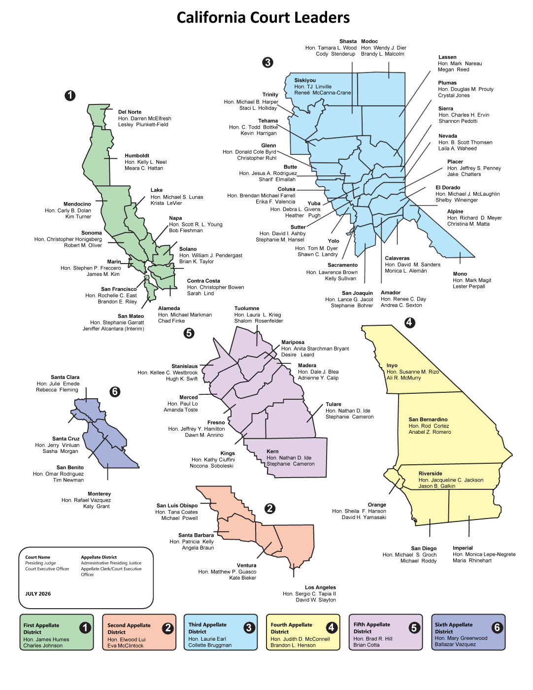 California Court Leaders Letter map
