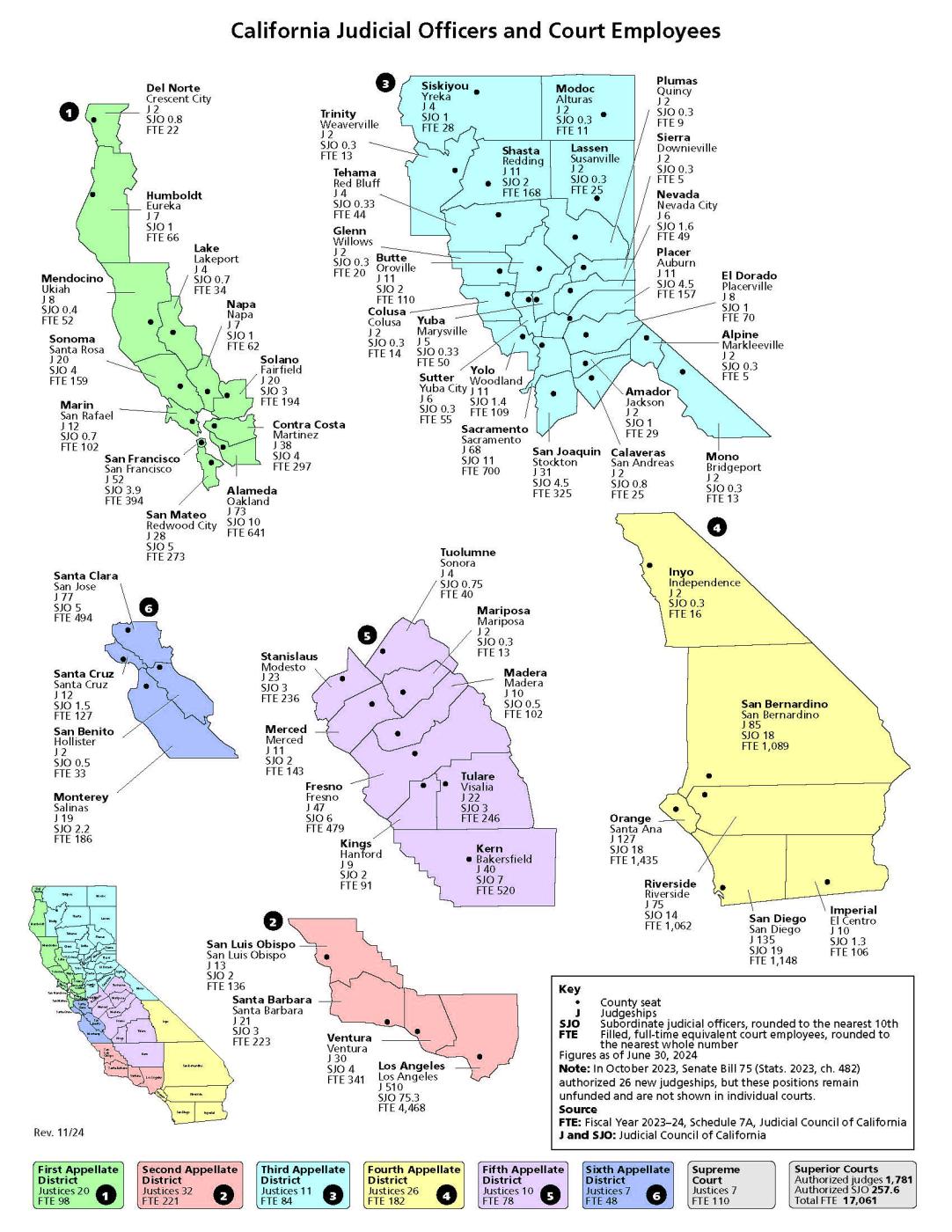 California Court staff Letter map