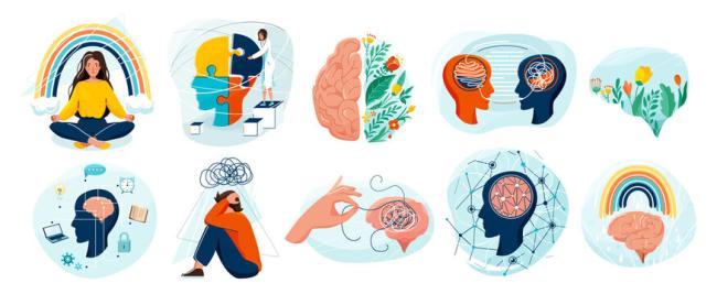 Stock photo art of mental health challenges and practices