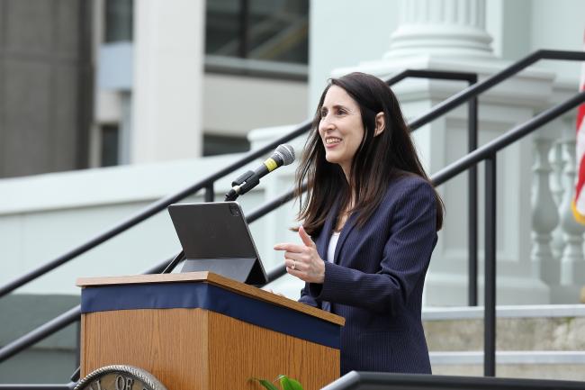Chief Justice Patricia Guerrero at the Podium